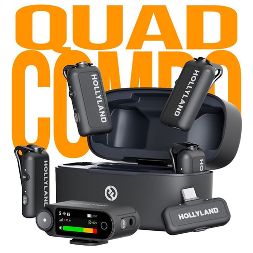 Hollyland | LARK MAX 2 Quad Combo | 4TX + 2RX, Charging Case | 32Bit Float 2Ch Wireless Microphone System | AU Stock (LarkMax2Quad) - Gsus4