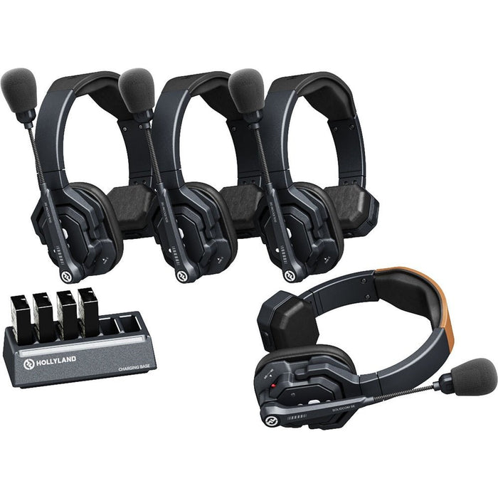 Hollyland Solidcom SE Global 4S 4 - Person Full - Duplex Single - Ear Noise - Canceling Headset Intercom Sys (HL - SolidcomSE4SGlobal) - Gsus4