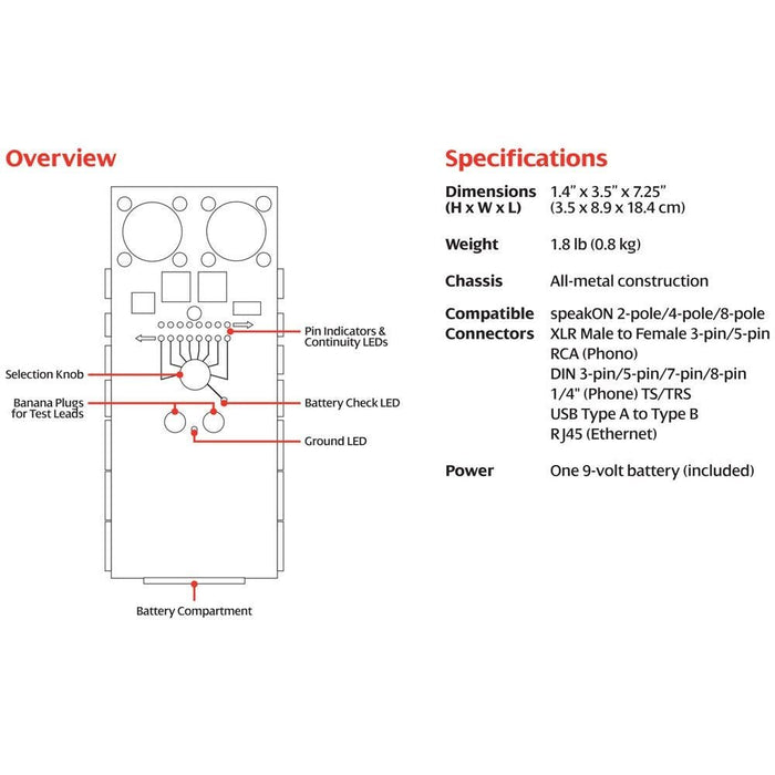 Hosa CBT-500 Audio Cable Tester (HOS-CBT500) - Gsus4