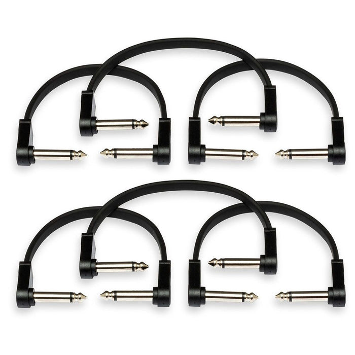 Hosa CFP606 Flat Guitar Patch Cable Low-profile Right-Angle to Same (6-Pack) (HOS-CFP606) - Gsus4