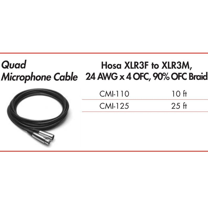 Hosa CMI110 Quad Microphone Cable XLR3F to XLR3M (10 ft) (HOS-CMI110) - Gsus4