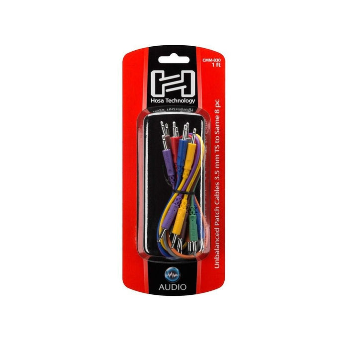 Hosa CMM-830 3.5mm TS to Same Unbalanced Patch Cables (8-Pack 1ft) (HOS-CMM830) - Gsus4