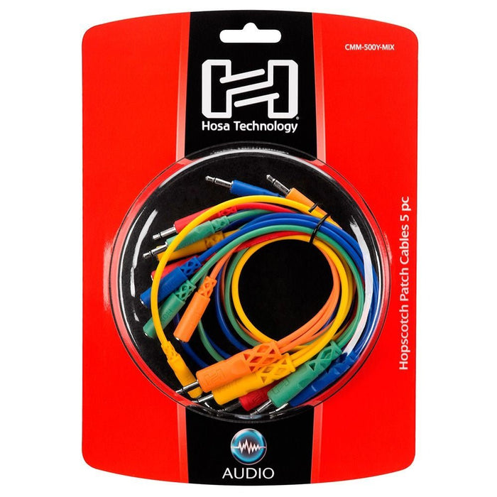 Hosa CMM500Y 3.5mm TS w/ 3.5mm TS(F) Pigtail to 3.5mm TS Hopscotch Patch Cables (Mixed) (HOS-CMM500YMIX) - Gsus4