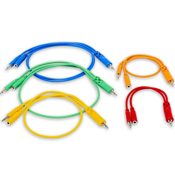 Hosa CMM500Y 3.5mm TS w/ 3.5mm TS(F) Pigtail to 3.5mm TS Hopscotch Patch Cables (Mixed) (HOS-CMM500YMIX) - Gsus4
