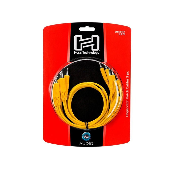 Hosa CMM545Y 3.5mm TS w/ 3.5mm TS(F) Pigtail to 3.5mm TS Hopscotch Patch Cables (1.5ft) (HOS-CMM545Y) - Gsus4