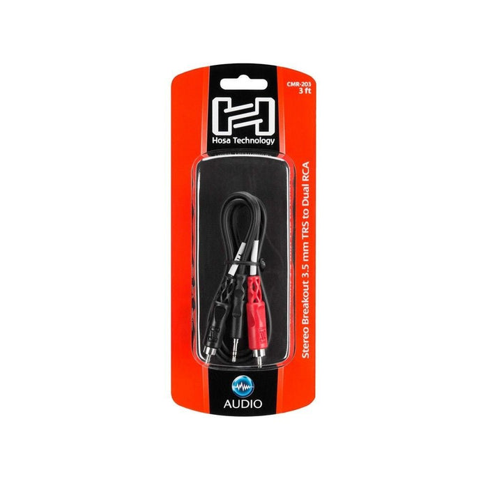 Hosa CMR-203 3.5mm TRS to Dual RCA Stereo Breakout Cable (3ft) (90cm) (HOS-CMR203) - Gsus4