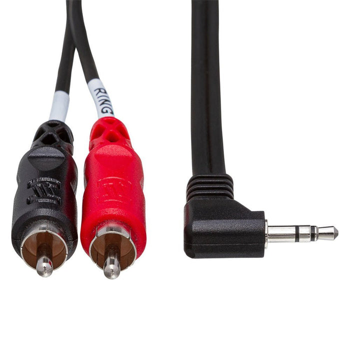 Hosa | CMR203R | Stereo Breakout Y - Cable | RIGHT - ANGLE 3.5mm TRS To Dual RCA | 3 Ft / 0.9m (HOS - CMR203R) - Gsus4