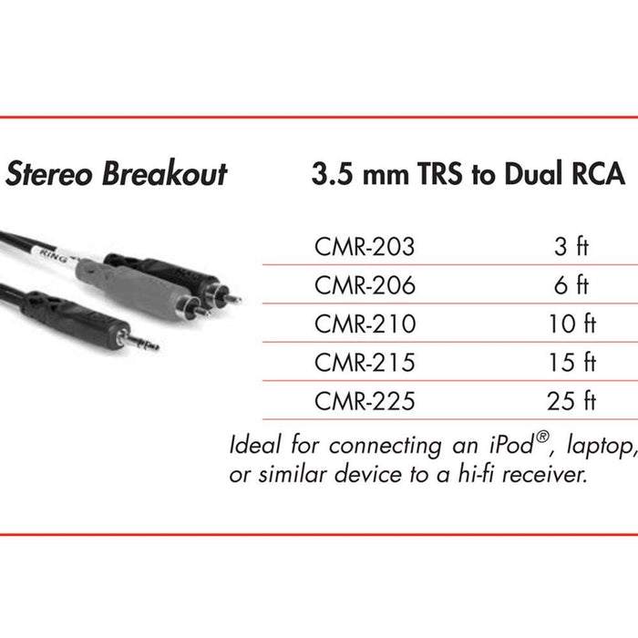 Hosa | CMR225 | Stereo Breakout Y - Cable | 3.5mm TRS To Dual RCA | 25 Ft / 7.6m (HOS - CMR225) - Gsus4
