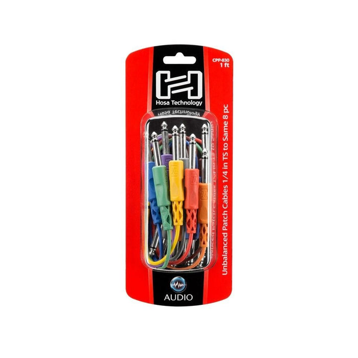Hosa CPP-830 1/4" TS to Same Unbalanced Patch Cables (8-Pack 1ft) (HOS-CPP830) - Gsus4