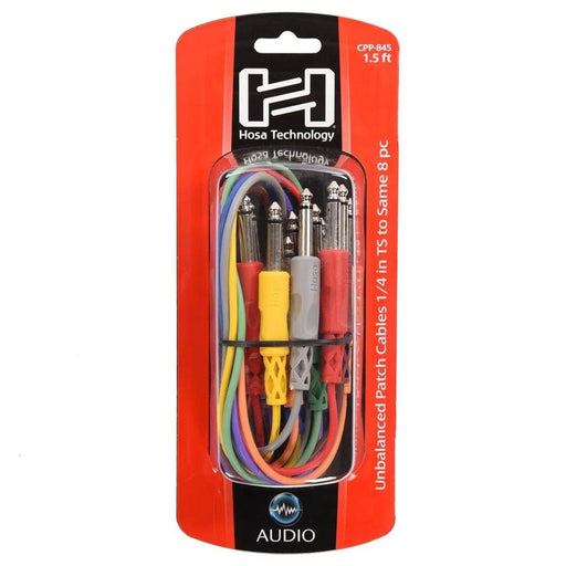 Hosa CPP-845 1/4" TS to Same Unbalanced Patch Cables (8-Pack 1.5ft) (HOS-CPP845) - Gsus4