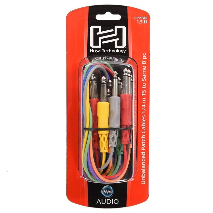 Hosa CPP-845 1/4" TS to Same Unbalanced Patch Cables (8-Pack 1.5ft) (HOS-CPP845) - Gsus4