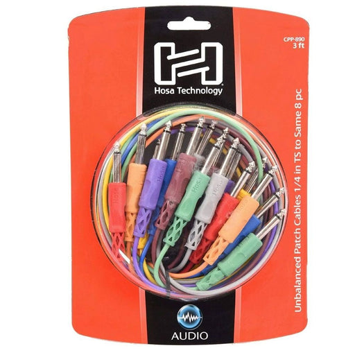 Hosa CPP-890 1/4" TS to Same Unbalanced Patch Cables (8-Pack 3ft) (HOS-CPP890) - Gsus4