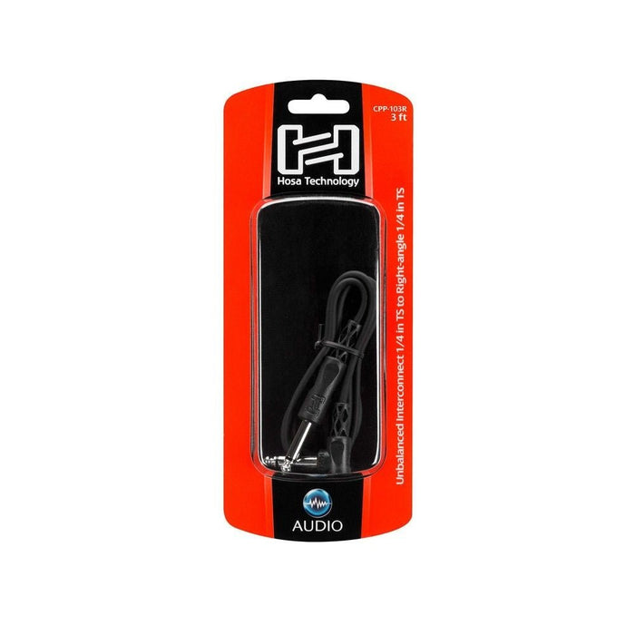 Hosa CPP103R Unbalanced Interconnect 1/4 in TS to Right-Angle 1/4 in TS (3 ft) (HOS-CPP103R) - Gsus4