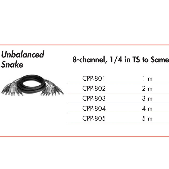 Hosa | CPP804 | Unbalanced Snake | 1/4" Straight TS To Same | 4 M (HOS - CPP804) - Gsus4