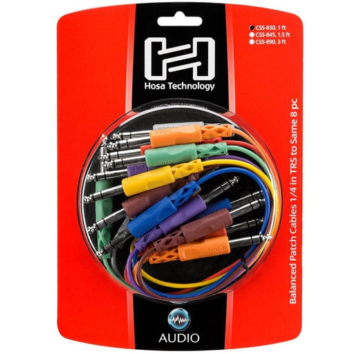 Hosa CSS-830 1/4" TRS to Same Balanced Patch Cables (8-Pack 1ft) (HOS-CSS830) - Gsus4