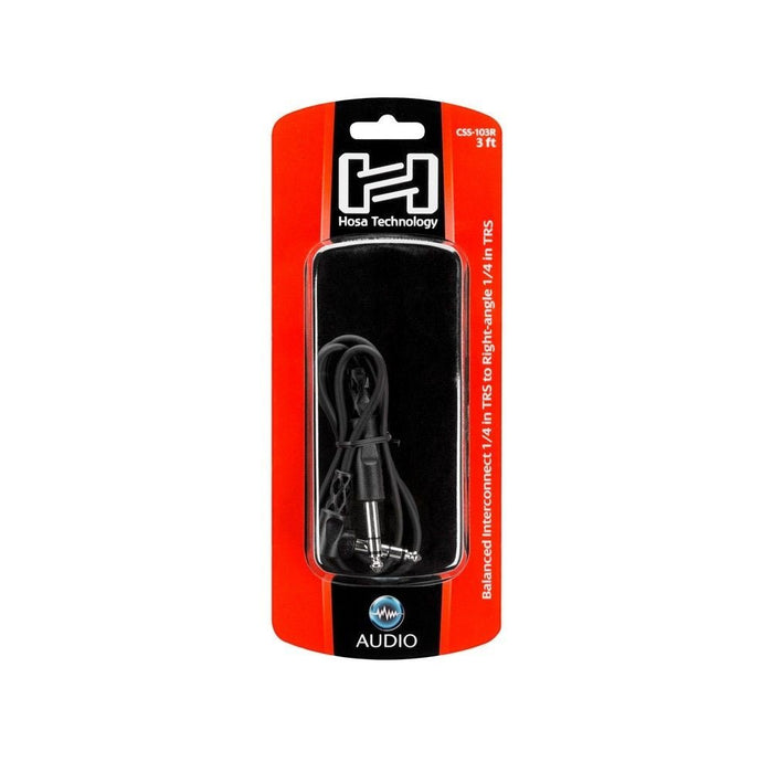 Hosa CSS103R Right-Angle 1/4" TRS to Straight 1/4" Balanced Interconnect Cable (3ft) (HOS-CSS103R) - Gsus4