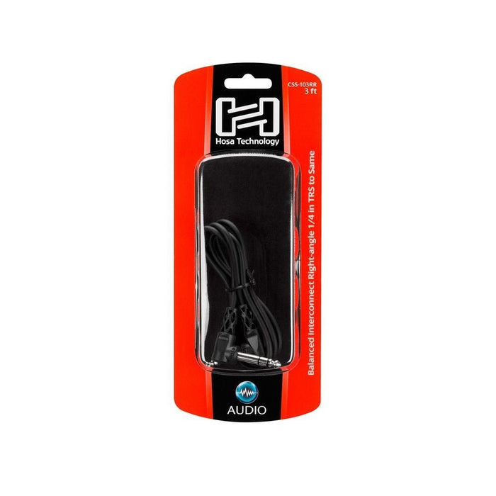 Hosa CSS103RR Right-Angle 1/4" TRS to Same Balanced Interconnect Cable (3ft) (HOS-CSS103RR) - Gsus4