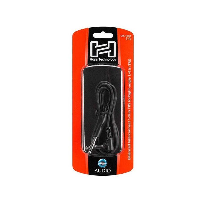Hosa CSS105R 1/4" TRS to Right-Angle 1/4" TRS Balanced Interconnect Cable (5ft) (HOS-CSS105R) - Gsus4