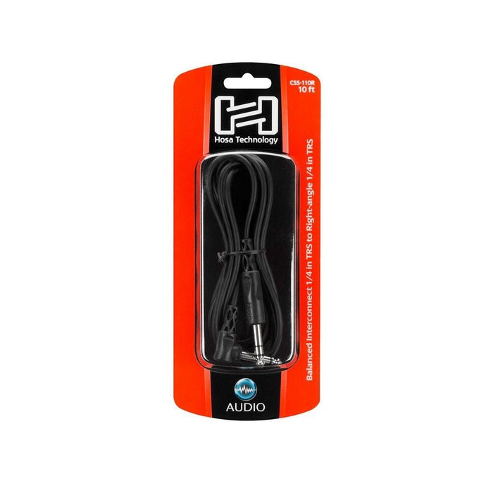 Hosa CSS110R 1/4" TRS to Right-Angle 1/4" TRS Balanced Interconnect Cable (10ft) (HOS-CSS110R) - Gsus4