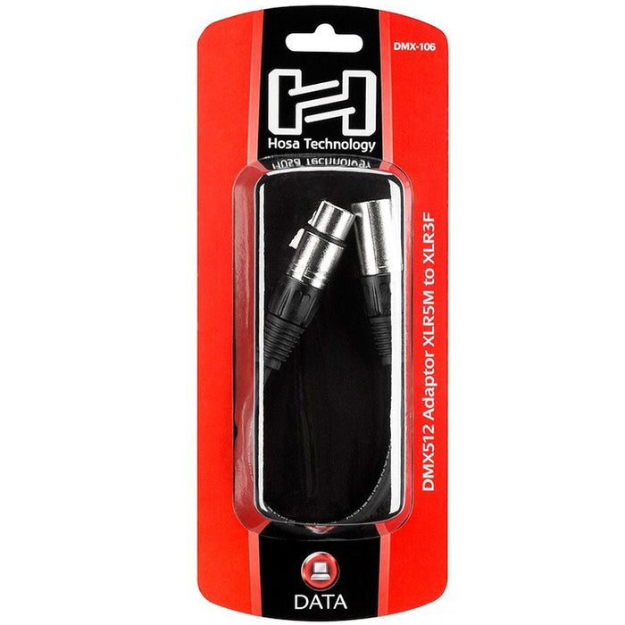 Hosa DMX-106 5-Pin XLR(M) to 3-Pin XLR(F) DMX512 Adaptor Cable (6") (HOS-DMX106) - Gsus4