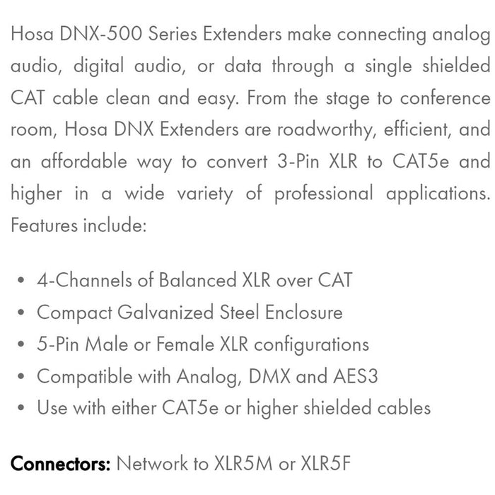 Hosa | DNX545F | 5 Pin DMX Extender | XLR Female To CAT Network RJ45 (HOS - DNX545F) - Gsus4