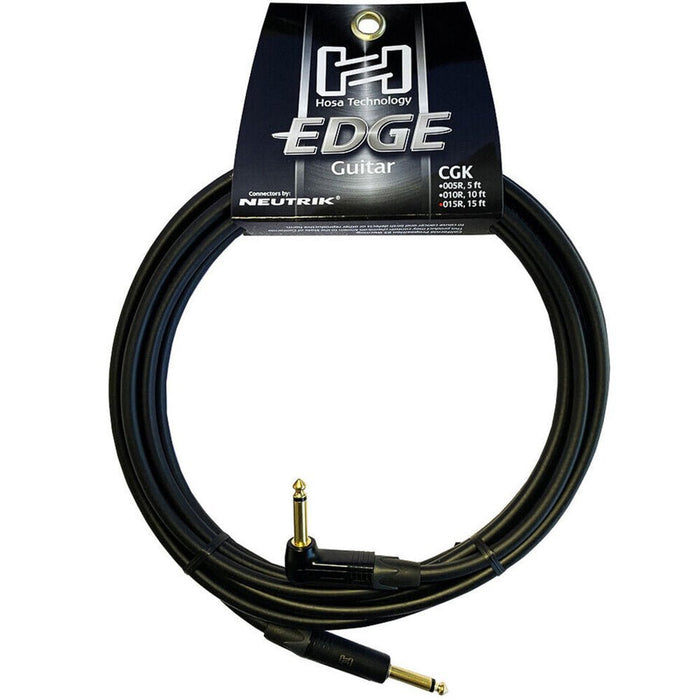 Hosa | EDGE CGK015R | Neutrik Guitar Cable | RIGHT - ANGLE To Straight | 15 FT / 4.5 M (HOS - CGK015R) - Gsus4