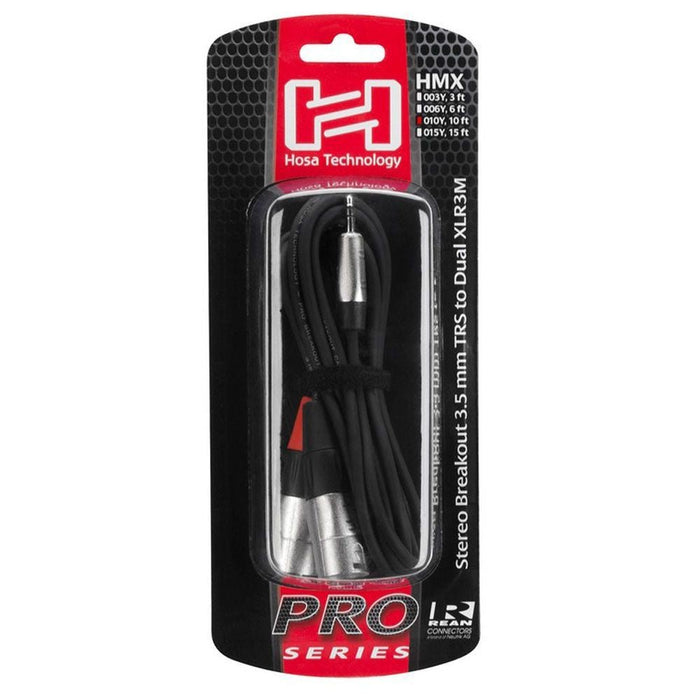 Hosa HMX010Y Pro 3.5mm TRS to Dual XLR(M) Stereo Breakout Cable (3m) (HOS-HMX010Y) - Gsus4
