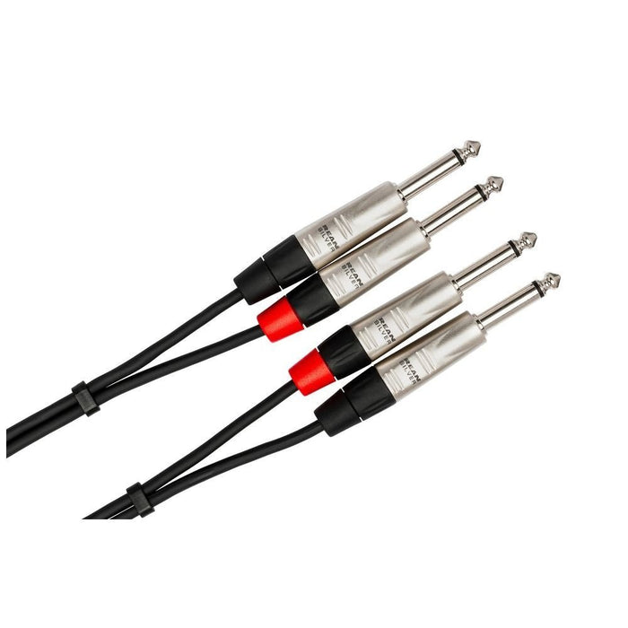 Hosa HPP005X2 Pro Stereo Interconnect Dual REAN 1/4 in TS to Same (5 ft) (HOS-HPP005X2) - Gsus4