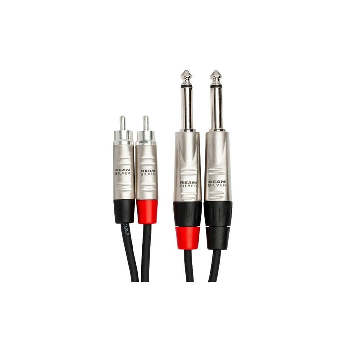 Hosa HPR010X2 Pro Stereo Interconnect Dual REAN 1/4 in TS to RCA (10 ft) (HOS-HPR010X2) - Gsus4