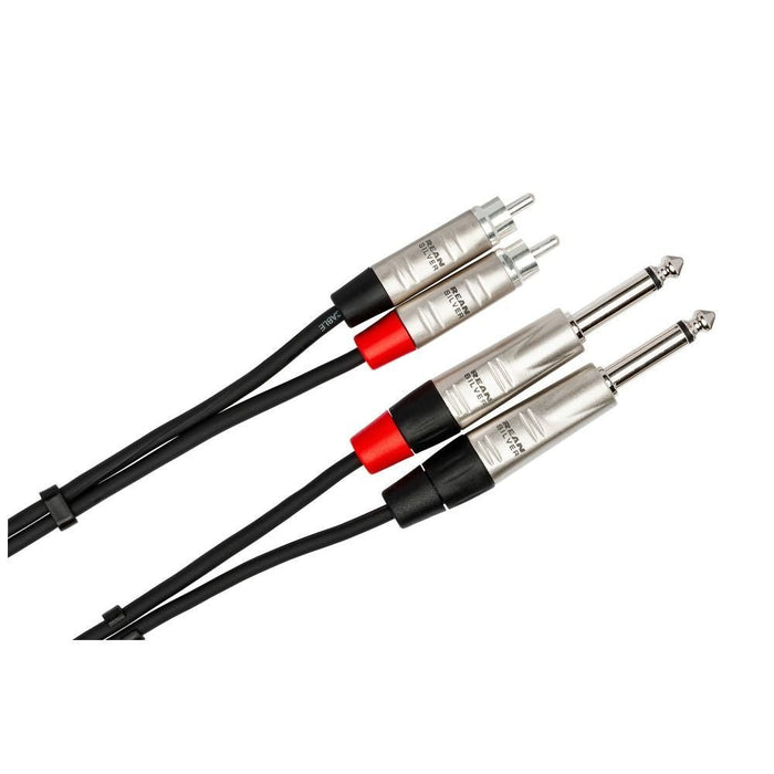 Hosa HPR010X2 Pro Stereo Interconnect Dual REAN 1/4 in TS to RCA (10 ft) (HOS-HPR010X2) - Gsus4