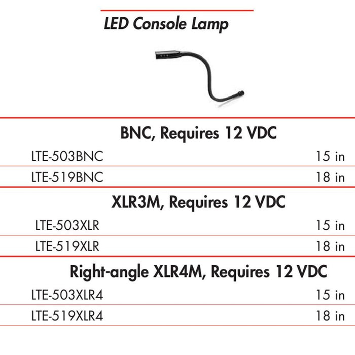 Hosa | LTE503XLR4 | LED Console Lamp | RIGHT - ANGLE XLR Male | 15 In / 38cm (HOS - LTE503XLR4) - Gsus4
