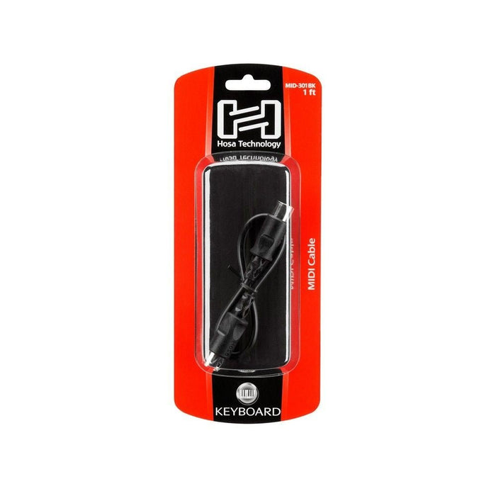 Hosa MID301BK 5-pin DIN to Same MIDI Cable, 1 ft (HOS-MID301BK) - Gsus4
