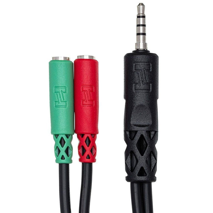 Hosa YMM-108 3.5mm TRRS(M) to Dual 3.5 mm TRS(F) Headset/Mic Breakout Cable (HOS-YMM108) - Gsus4