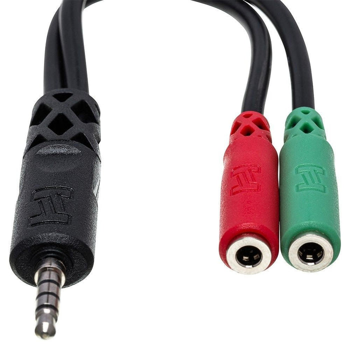 Hosa YMM-108 3.5mm TRRS(M) to Dual 3.5 mm TRS(F) Headset/Mic Breakout Cable (HOS-YMM108) - Gsus4