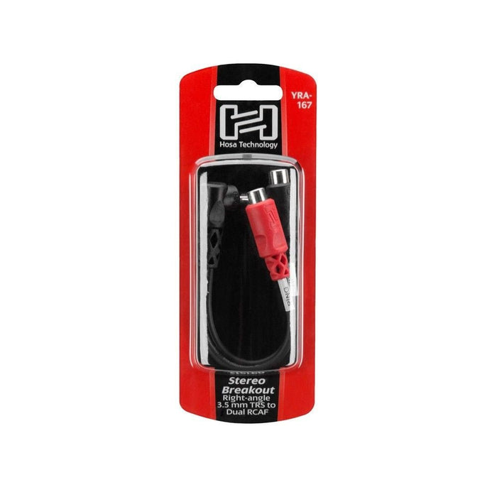 Hosa YRA-167 Right-Angle 3.5mm TRS(M) to Dual RCA(F) Stereo Breakout Adaptor Cable (HOS-YRA167) - Gsus4
