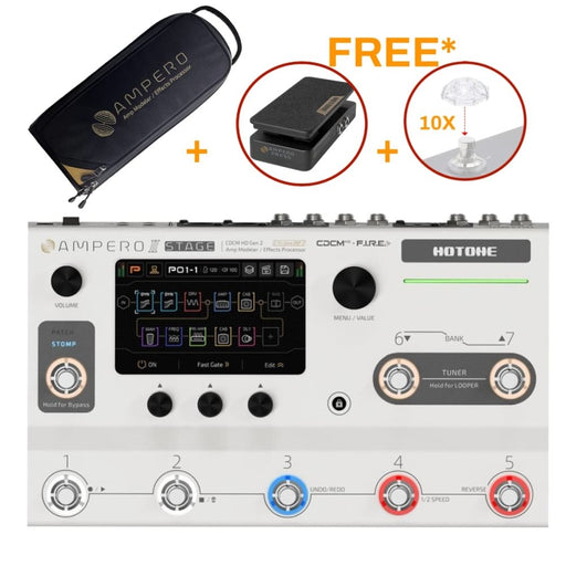Hotone | AMPERO II STAGE | w/ extra FREE Bundle | Tri - Core DSP Amp Modeller & Multi Effects Processor (HT-STAGE-OFFER / HT-AMPERO-II-ST) - Gsus4