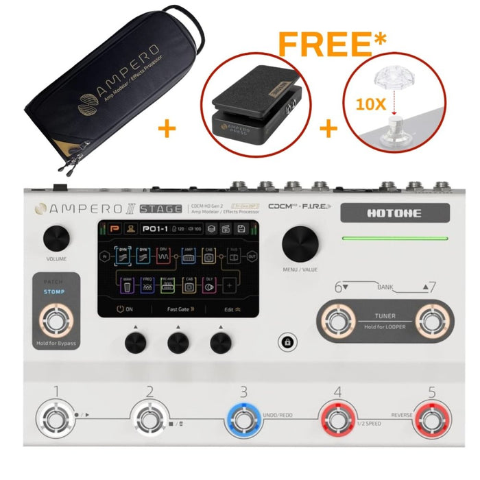 Hotone | AMPERO II STAGE | w/ extra FREE Bundle | Tri - Core DSP Amp Modeller & Multi Effects Processor (HT-STAGE-OFFER / HT-AMPERO-II-ST) - Gsus4