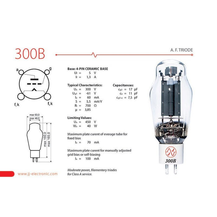 JJ Electronic 300B Power Tubes (Matched Pair) (JJ300B) - Gsus4