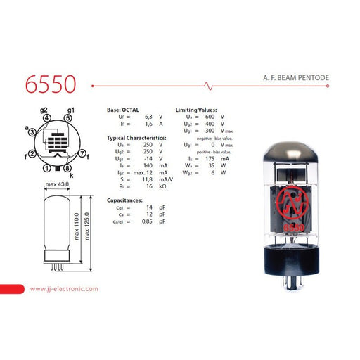 JJ Electronic 6550 Power Tube (Single) (JJ6550) - Gsus4
