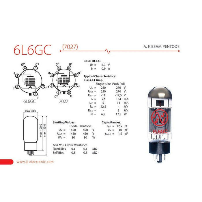 JJ Electronic 6L6 Power Tubes (Matched Pair) (JJ6L6) - Gsus4