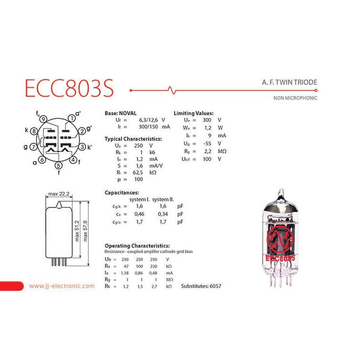 JJ Electronic ECC803S Preamplifying Tube (JJECC803S) - Gsus4