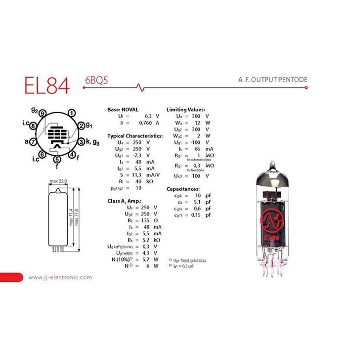 JJ Electronic EL84 Power Tubes (Matched Pair) (JJEL84) - Gsus4