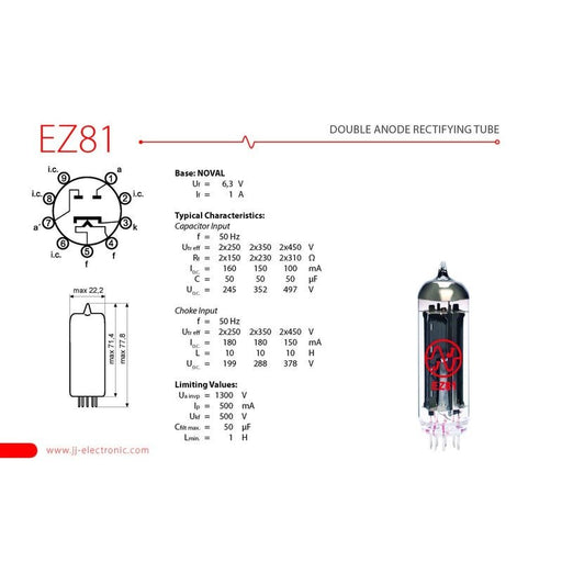 JJ Electronic EZ81/6CA4 Rectifying Tube (JJEZ81) - Gsus4
