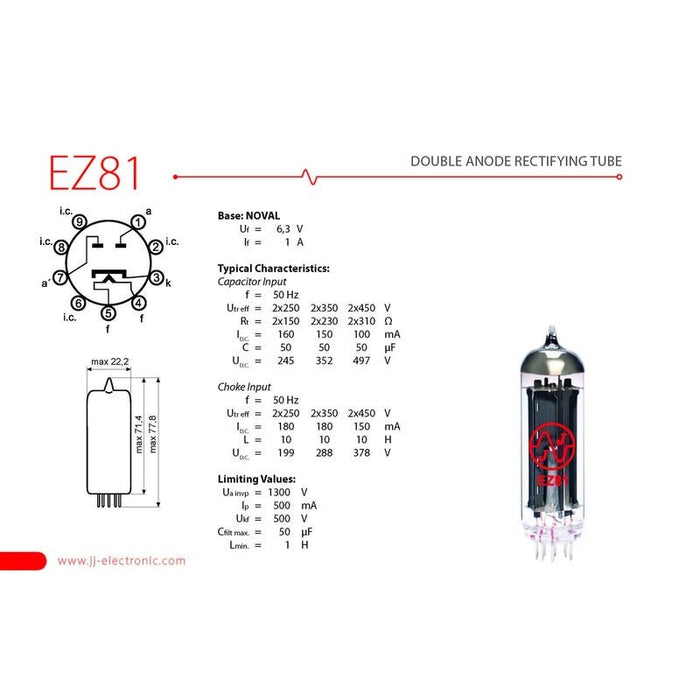 JJ Electronic EZ81/6CA4 Rectifying Tube (JJEZ81) - Gsus4
