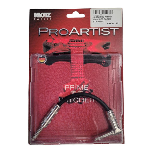 Klotz PROA001PR* Pro Artist Patch Cable 1/4" TS Straight To Angle - 15cm (PROA001PR*) - Gsus4