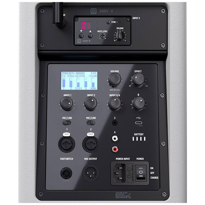 LD Systems | ANNY8 HHDB5W | Portable Loudspeaker | w/ Wireless Mic (584 - 608 Mhz) | White (LDS - ANNY8HHDB5W) - Gsus4
