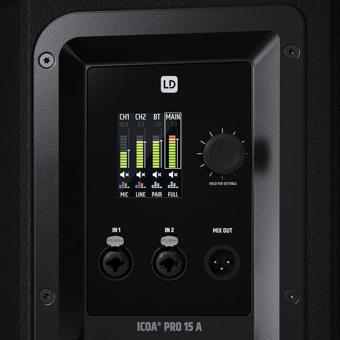LD Systems | ICOA PRO 15A | 135db SPL 3000W Coaxial 15" Powered Speaker | w/ 3" Voice Coil, Bluetooth & DSP (LDS-ICOA15APRO) - Gsus4