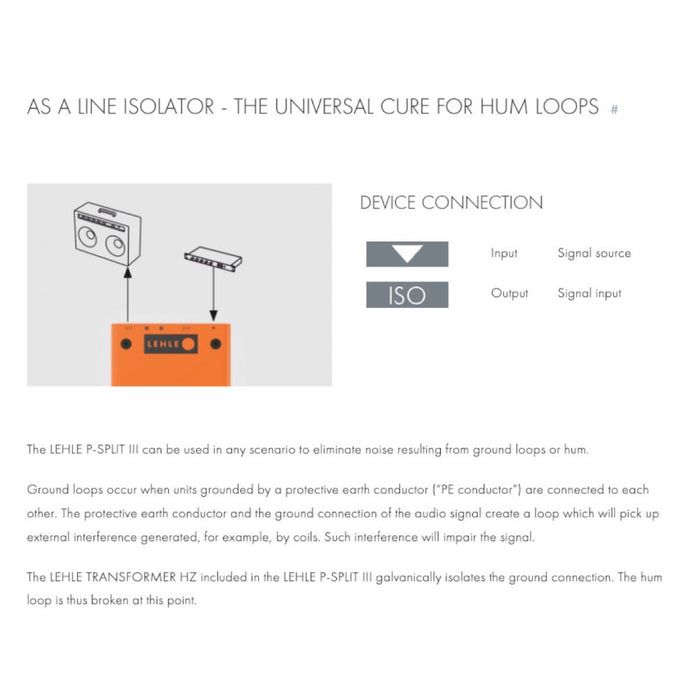 Lehle | P - Split III | Transformer Isolated Passive Splitter & DI Box (LHPS3) - Gsus4