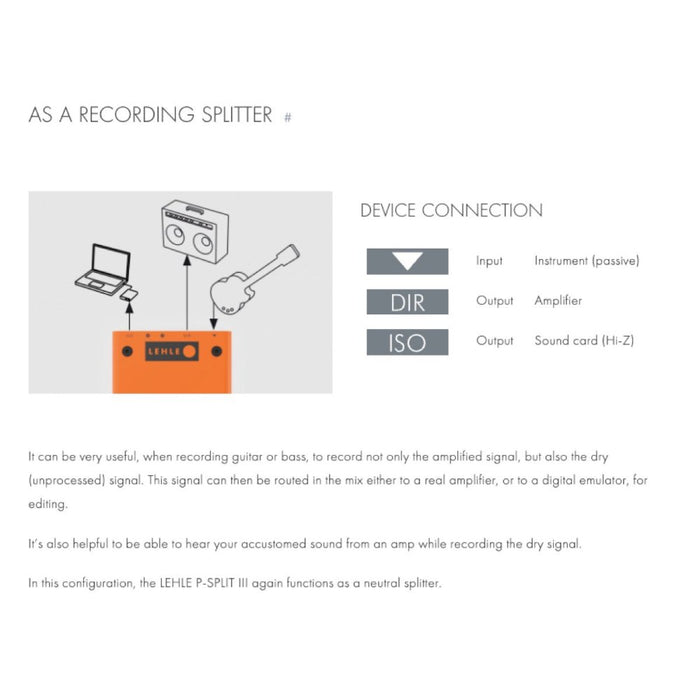 Lehle | P - Split III | Transformer Isolated Passive Splitter & DI Box (LHPS3) - Gsus4