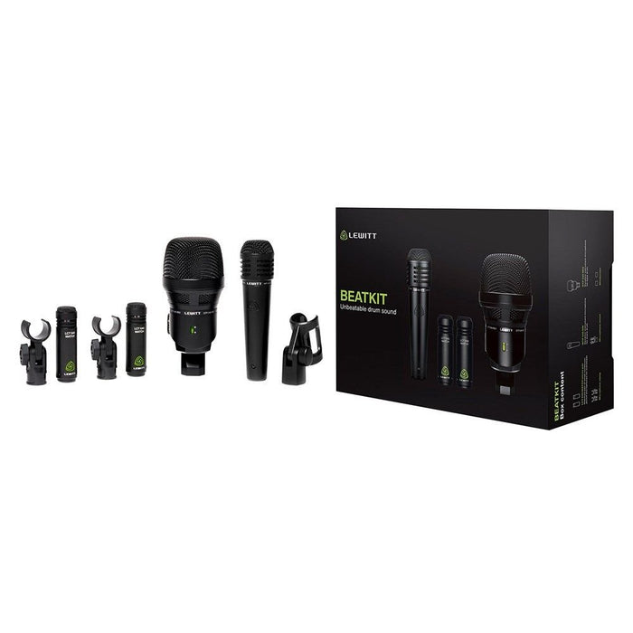 Lewitt | BEATKIT | 4 Piece Drum Microphone Kit w/ Mounts & Windscreens (58/BEATKIT) - Gsus4
